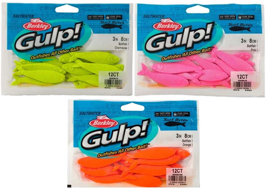 Berkley Gulp! Saltwater Surf Bytes Baitfish 3″ 12pk – New – USA Variety Packs