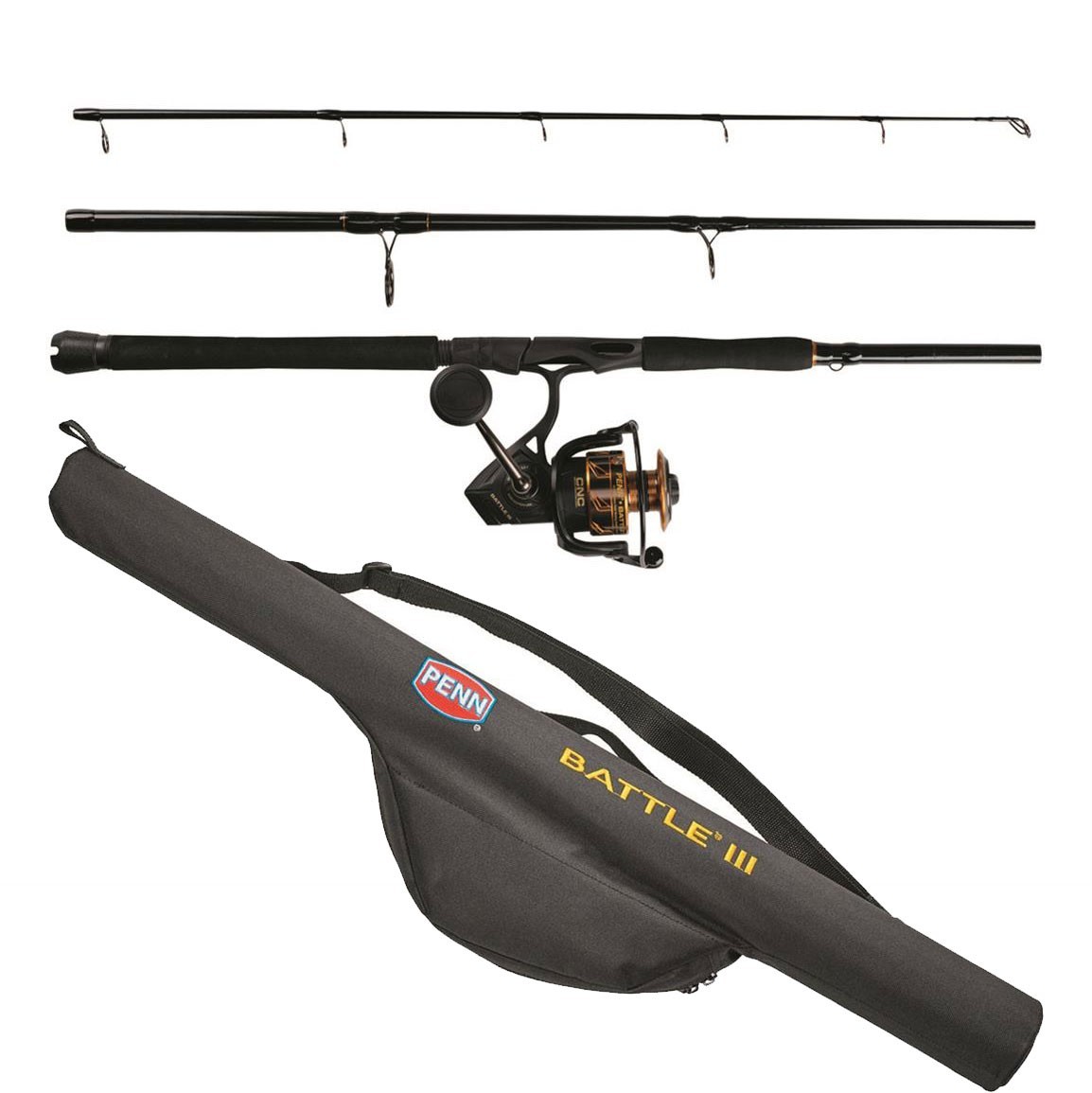 Fishing Battle III 6000 with 7FT Med-Heavy 3pc Travel Spinning Combo with Case