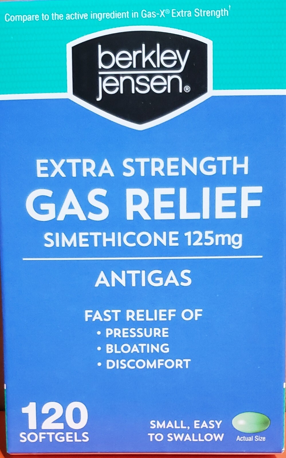 NIB Berkley Jensen Extra Strength Gas Relief Softgels, Gas-X 120 ct. EXP 6/2027