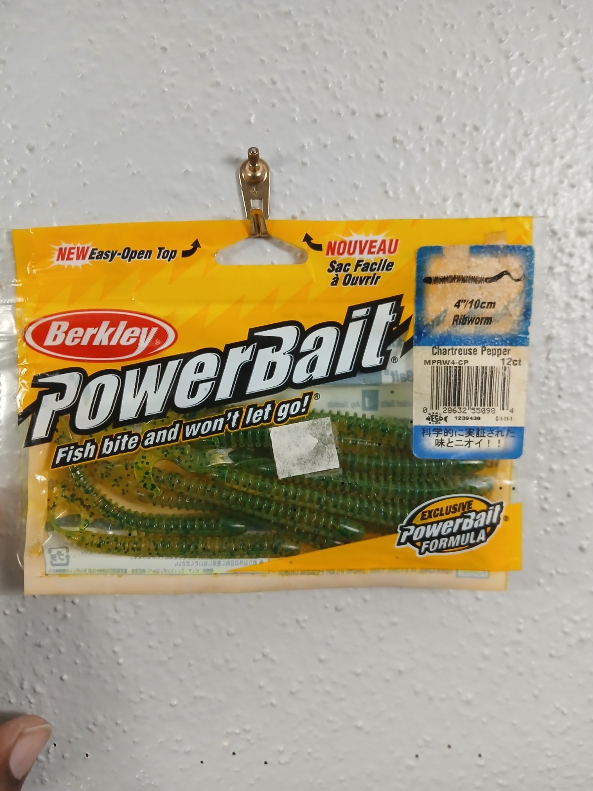 Berkley Powerbait 4″ Ribworm Chartreuse Pepper 12ct