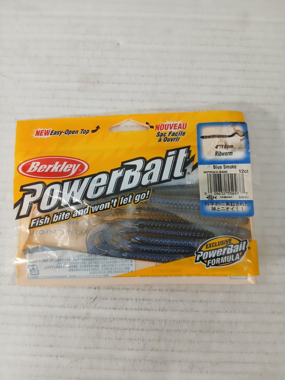 Berkley Powerbait 4″ Ribworm Blue Smoke 12ct Soft Plastic Fishing Lure