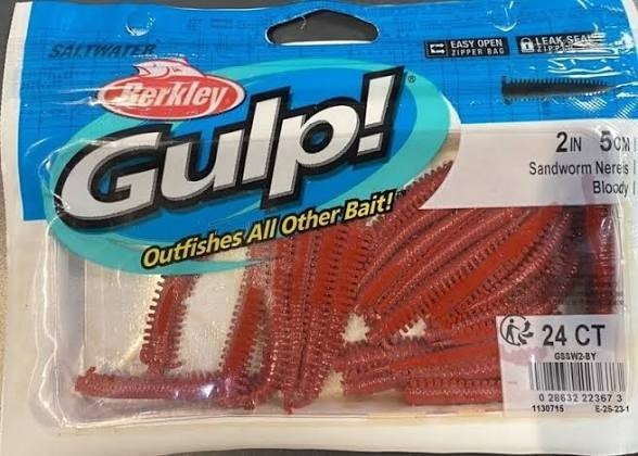 Berkley Gulp Saltwater Bait Bloody Sandworm 2 inch