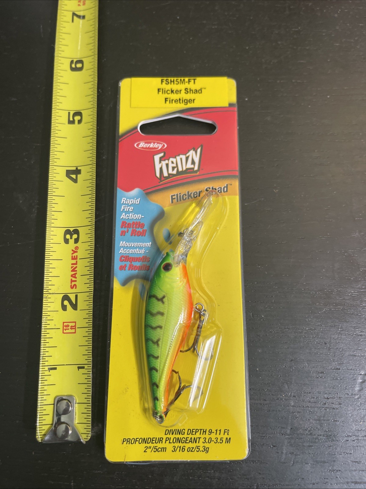 Berkley Frenzy Flicker Shad FSH5M-FT  Fire Tiger 2″ 3/16oz Depth 9-11′ NIB