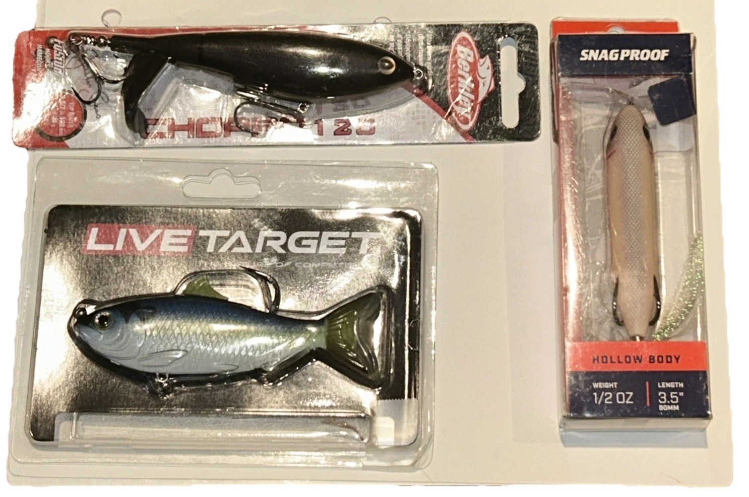 Live Target Zoo Pup Berkley Lot 3 Assorted Bass Fishing Lures New in Box
