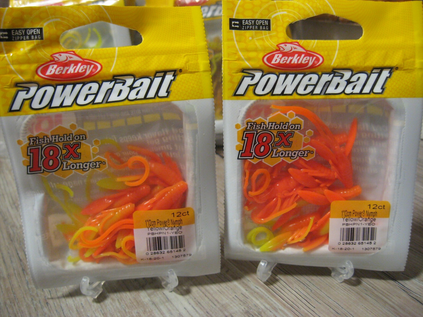 2 Packs Berkley 1″ Power Nymphs Soft Fishing Baits Yellow Orange Color