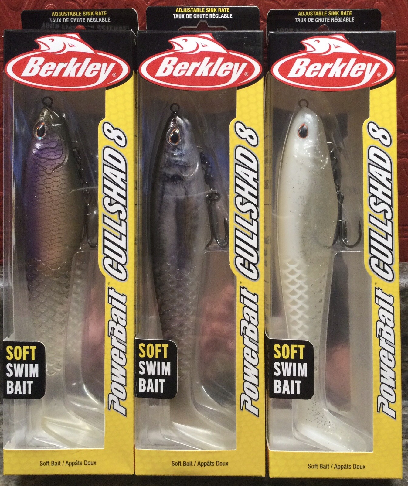 (3-Pack) Berkley PowerBait 8” Cull Shad Soft Swiw Bait, 3 Colors