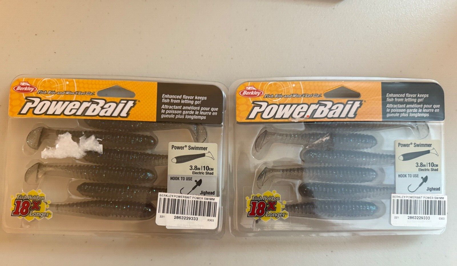 2 Berkley 3.8″ Power Swimmer Soft Fishing Swim Baits Electric Shad Color