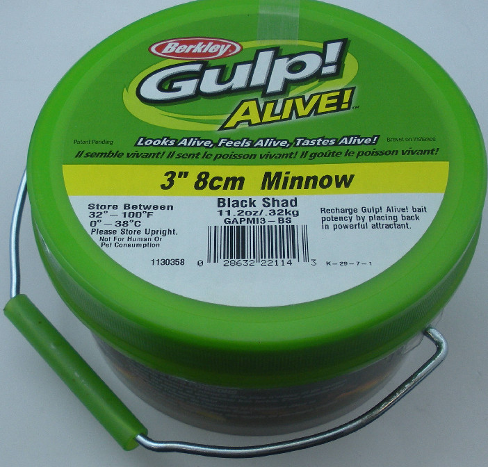 Berkley GAPMI3-BS Gulp Alive 3″ Minnow 11 Oz Bucket Black Shad
