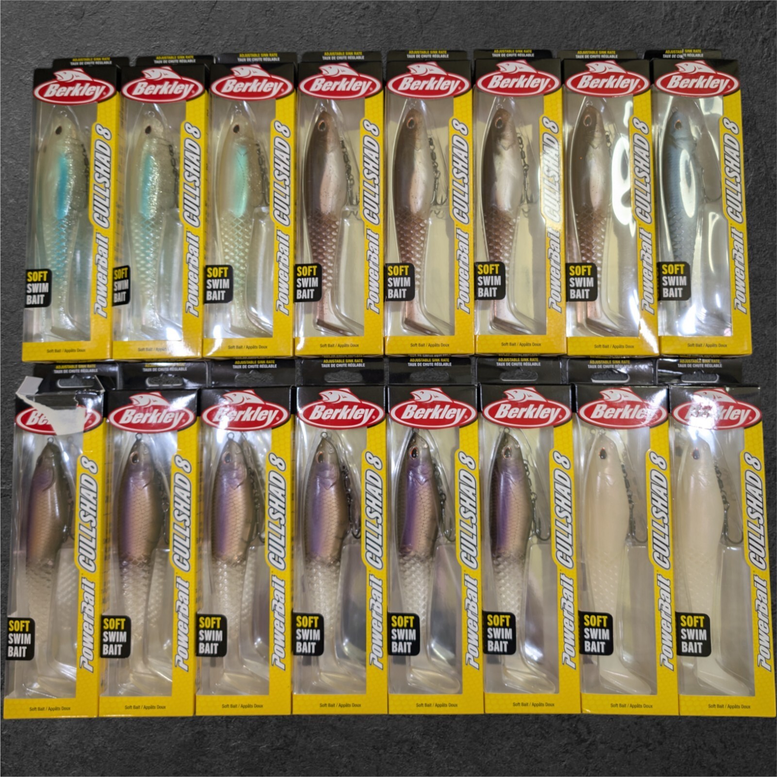 Berkley Powerbait Cullshad 8 Soft Swim Bait 5 Varieties Bundle of 16 Adjustable