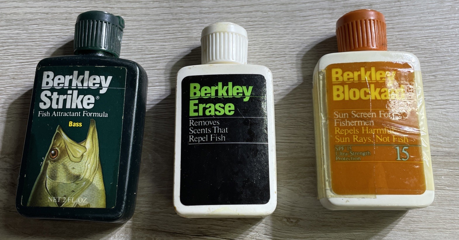Berkley• Strike • Erase • Blockaid• Fish Attractant • Erase • And Repels The Sun