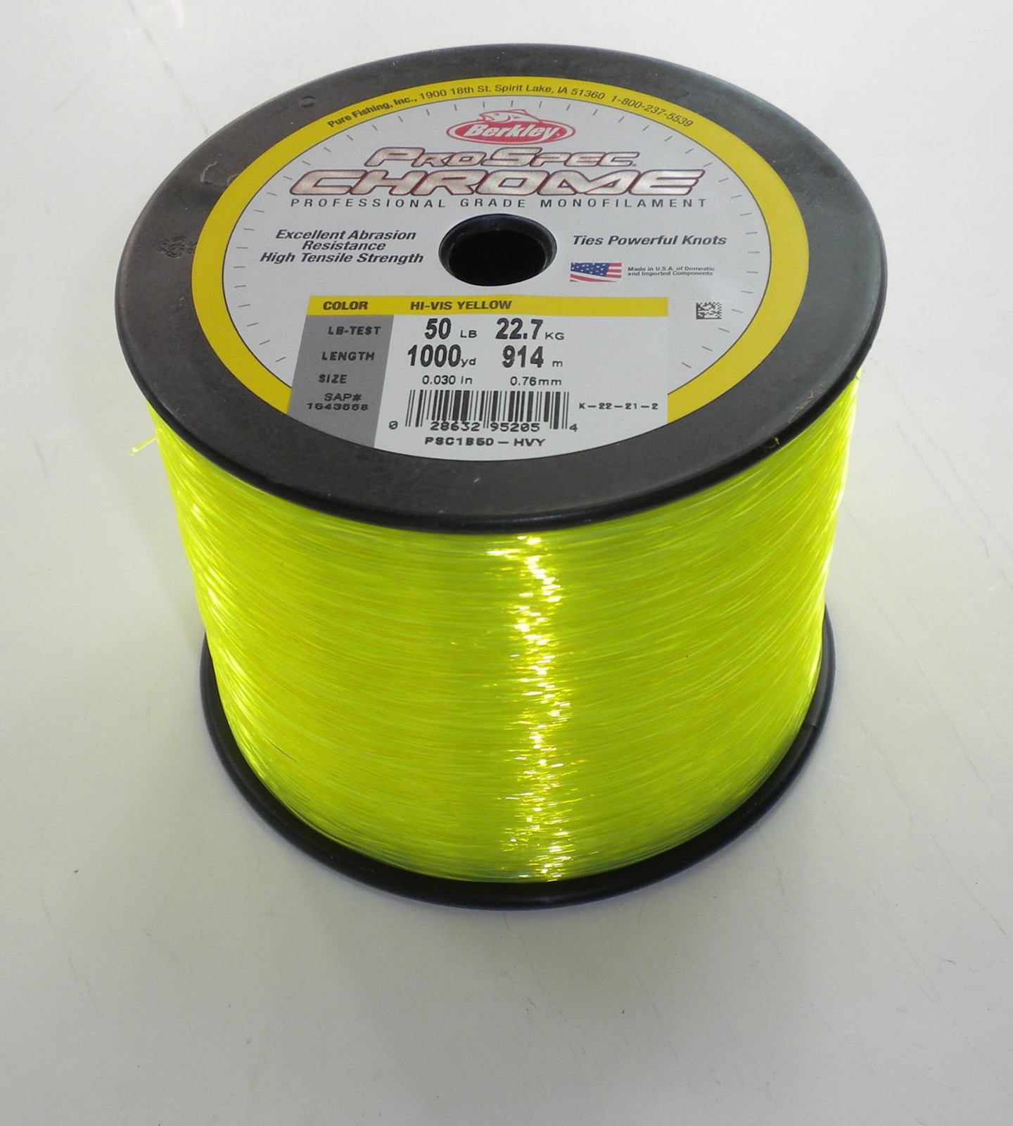 Berkley 1543668 PSC1B50HVY Prospec Chrome Line 1000YD 50LBTest Hivis Yellow