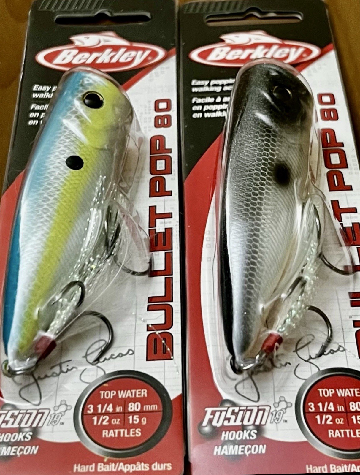 2 Berkley Bullet Pop 80 BHBBP80 Popper Topwater Lures SEXY BACK/DANALD – NEW.