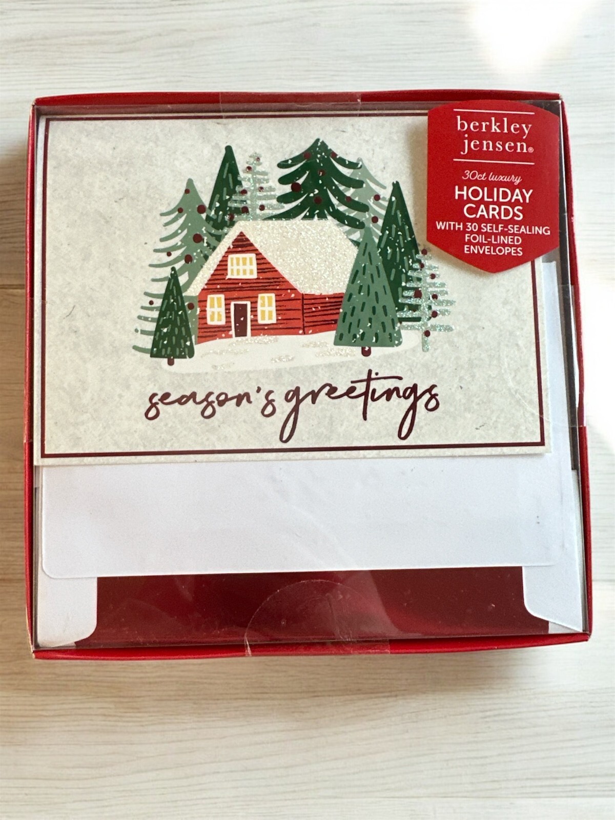 Berkley Jensen Luxury Holiday Christmas Cards 30 count w/Self Sealing Envelopes