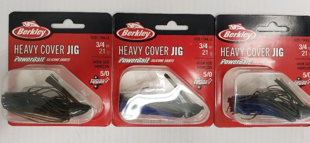 3-Heavy Cover Weedless Jig 3/4 oz Powerbait Silicone Berkley 5/0 Hook Okeechobee