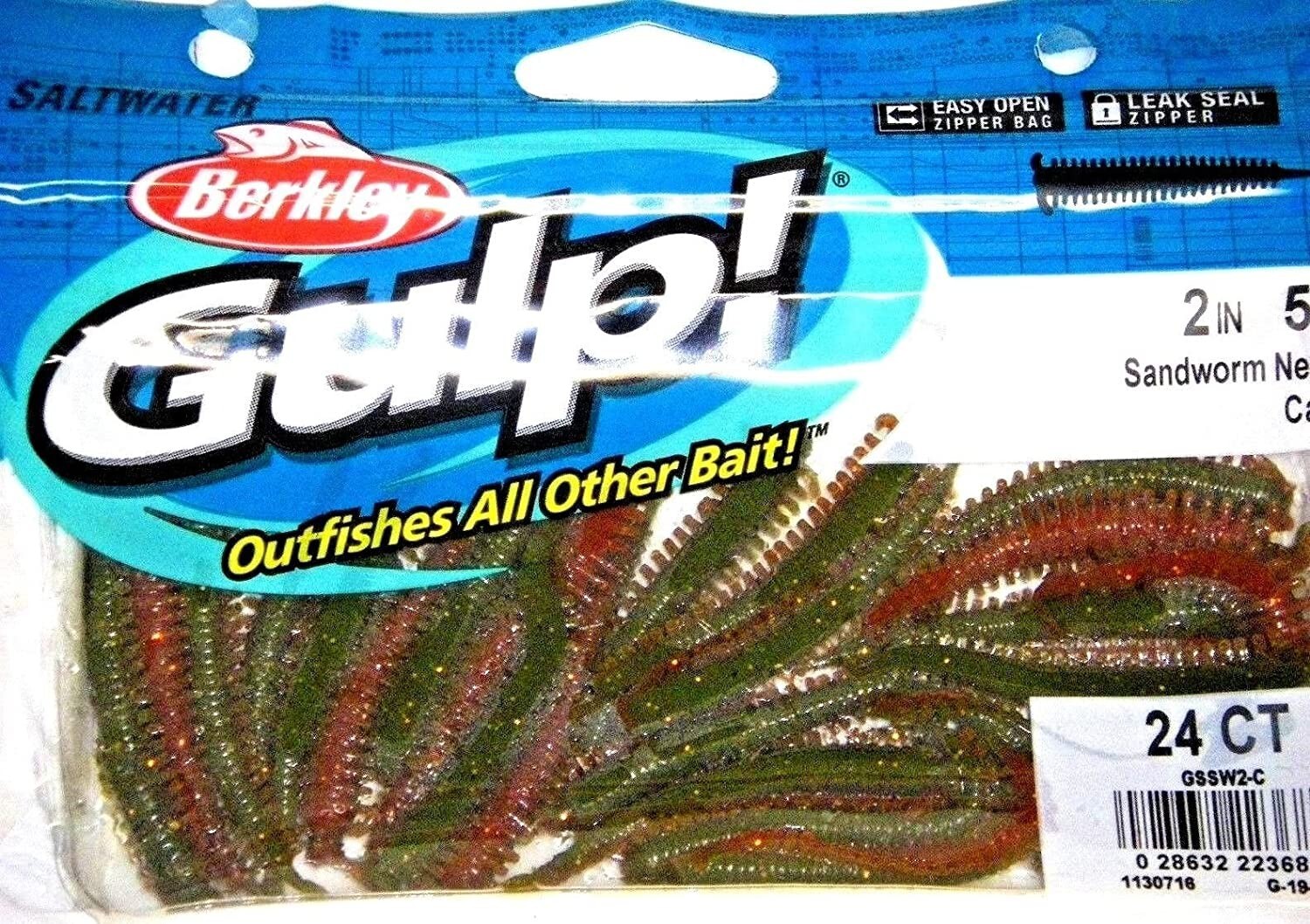 Berkley Gulp Saltwater 2” Sandworm Camo New #GSSW2-C 24 count