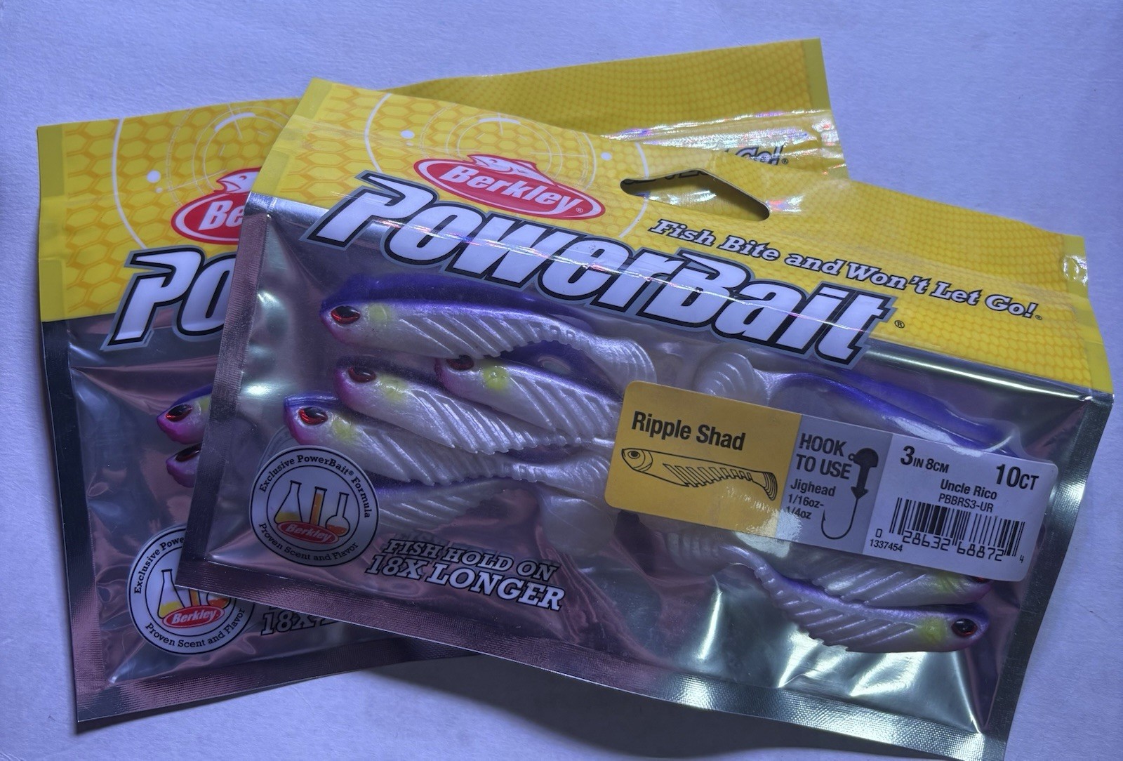 2 PACK BUNDLE Berkley Powerbait Ripple Shad Swimbait “Uncle Rico” 10 Pack 3 in
