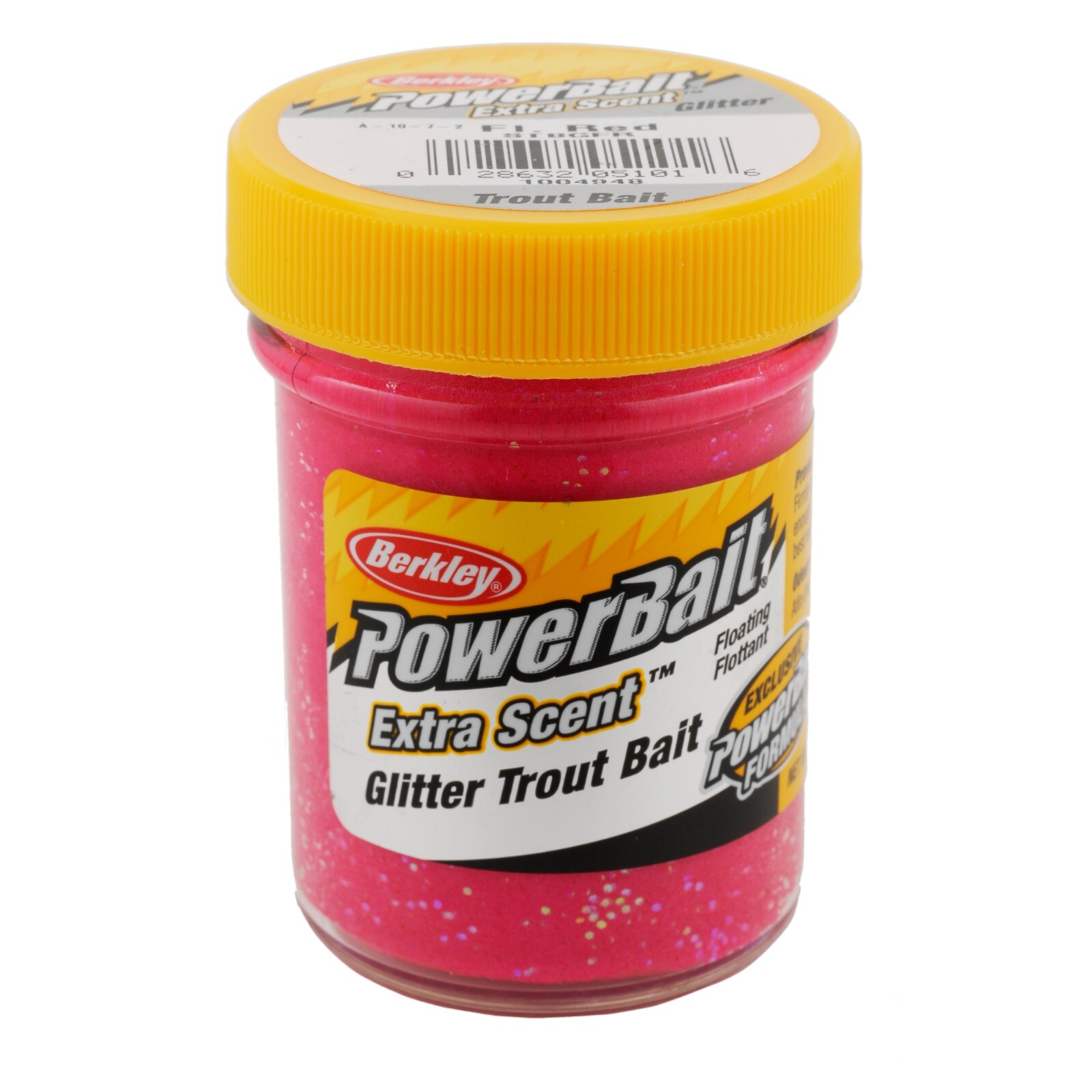Berkley PowerBait Extra Scent Glitter Fluorescent Red 1.75oz Jar NEW