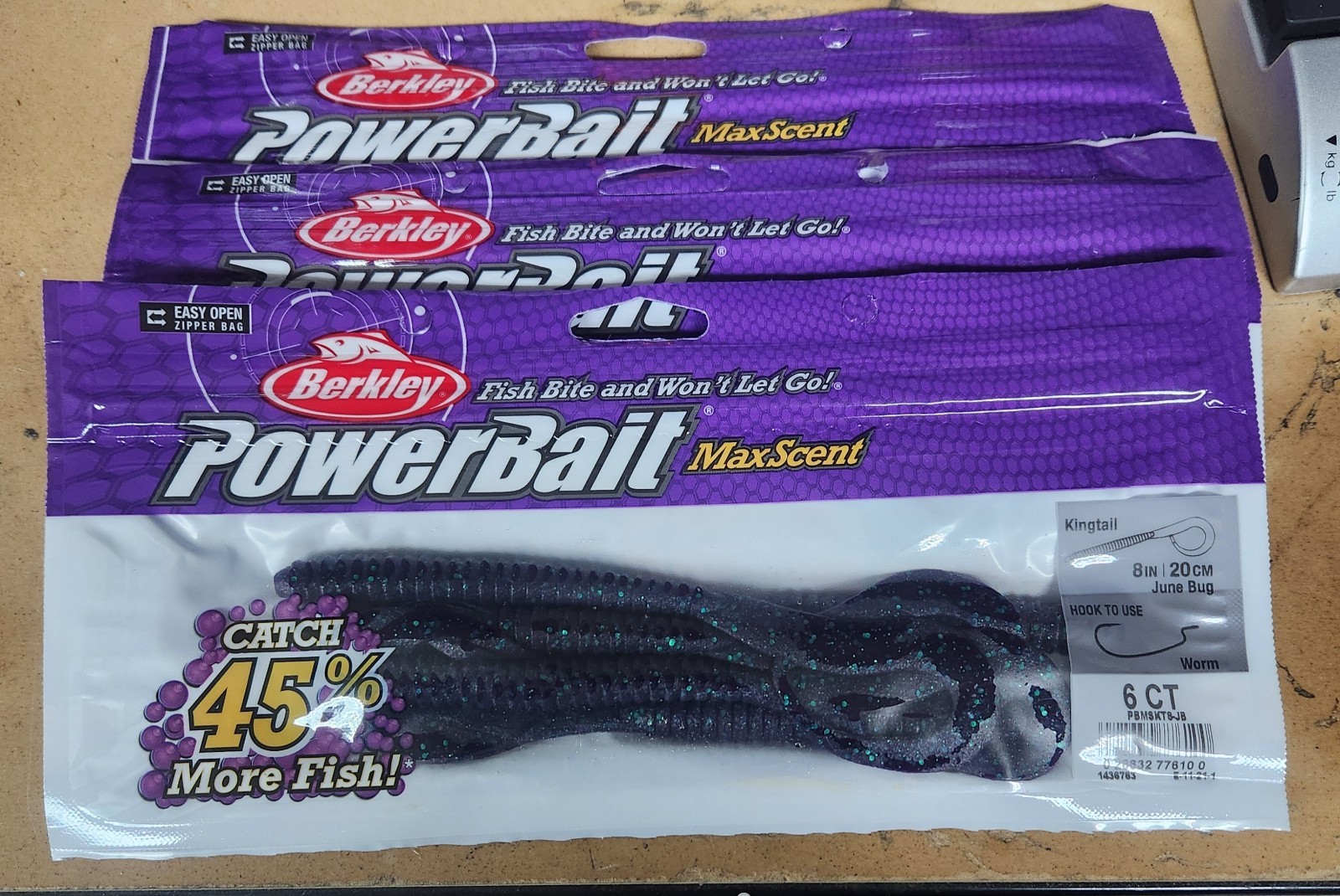 3 Packs BERKLEY MAXSCENT 8 IN KINGTAIL JUNE BUG FREE SHIPPING