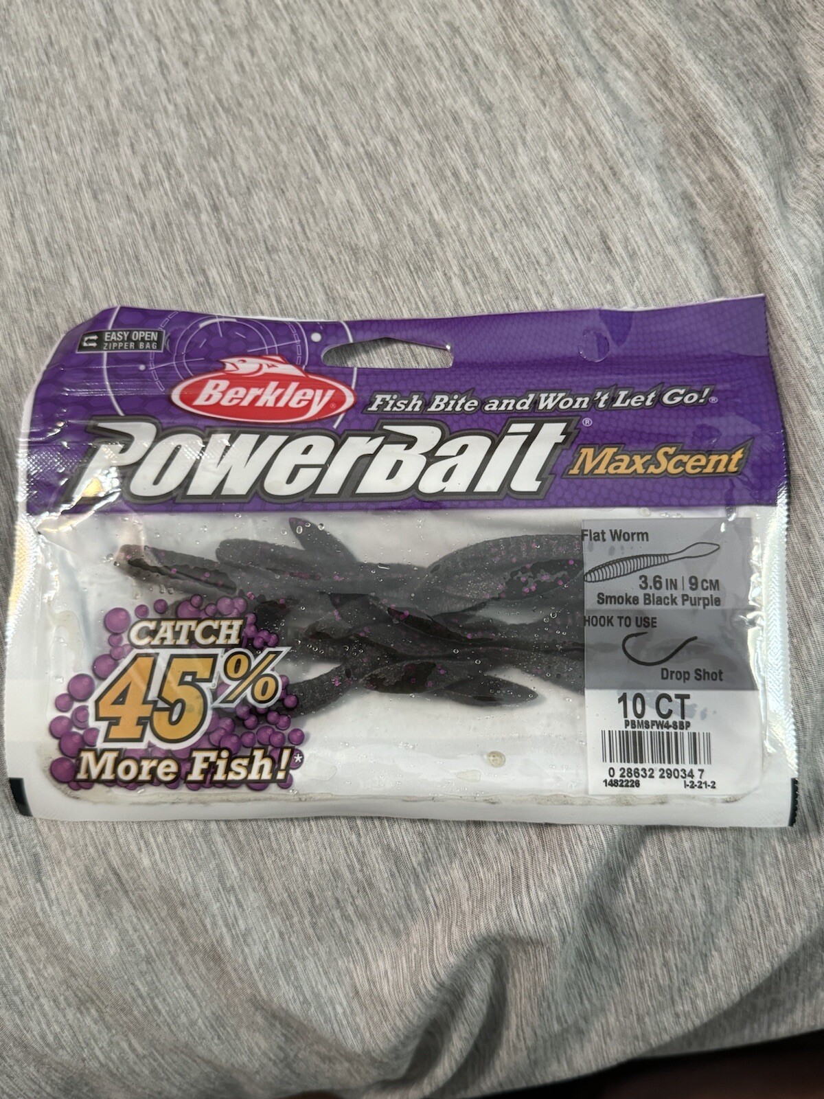 Berkley PowerBait Maxscent Flat Worm 4.25″ Smoke Black Purple