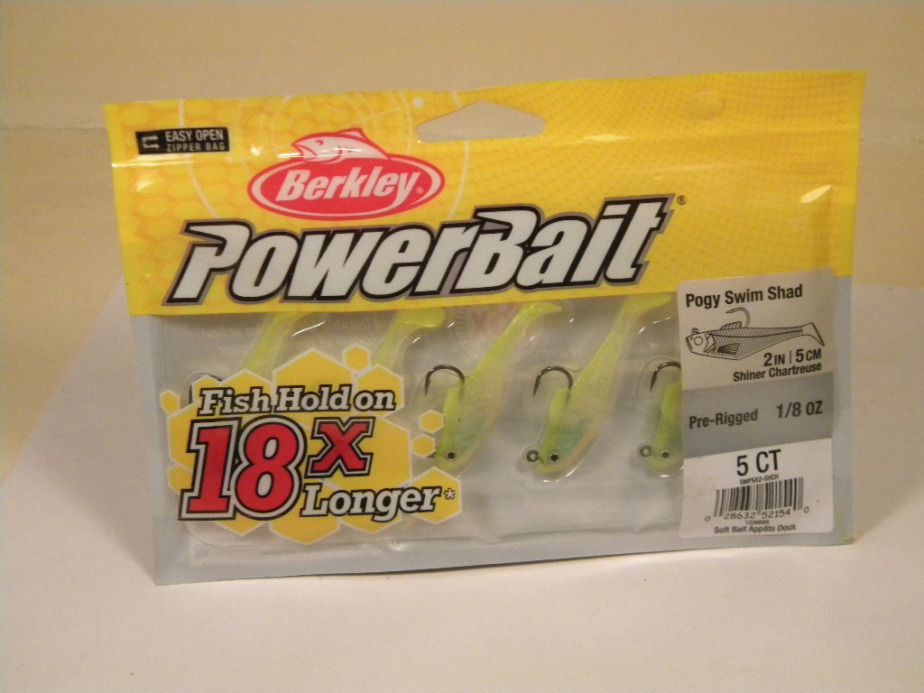Berkley Power Bait Pogy Swim Shad Shiner Chartreuse 2″ 1/8 oz crankbait lure