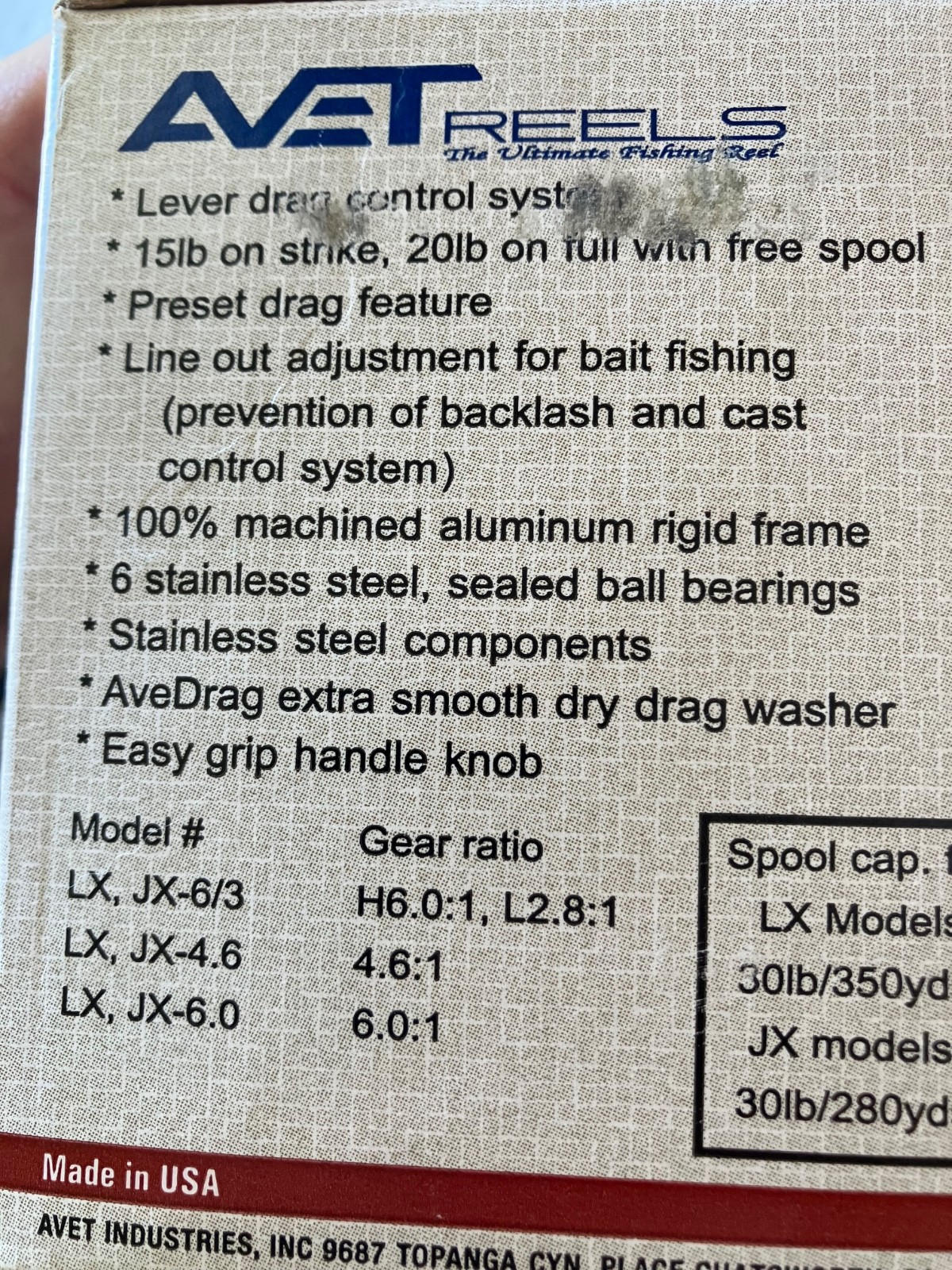 Avet Model LX 2 speed reel