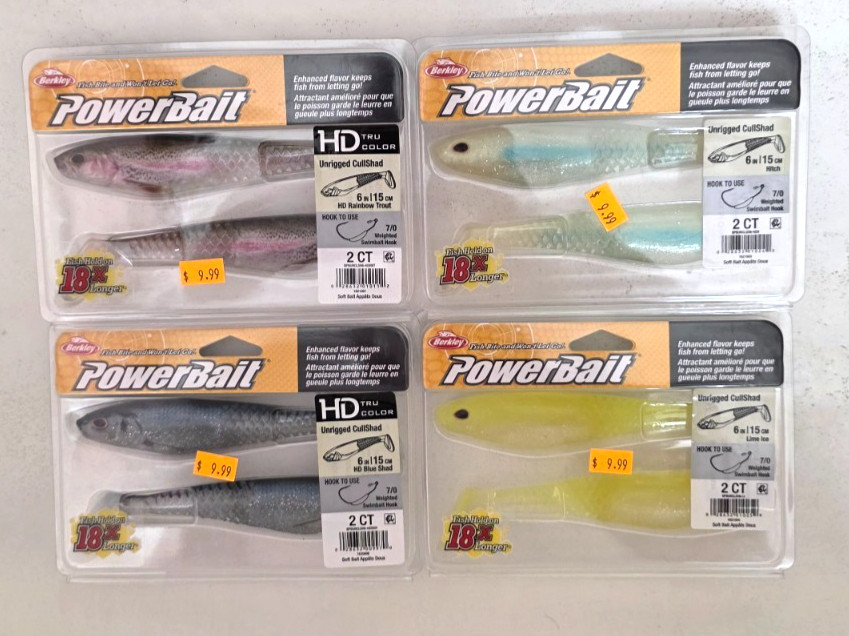 (4) Berkley PowerBait 6″ Cull Shad Soft Swim Bait Fishing Lures Lot of 4 packs
