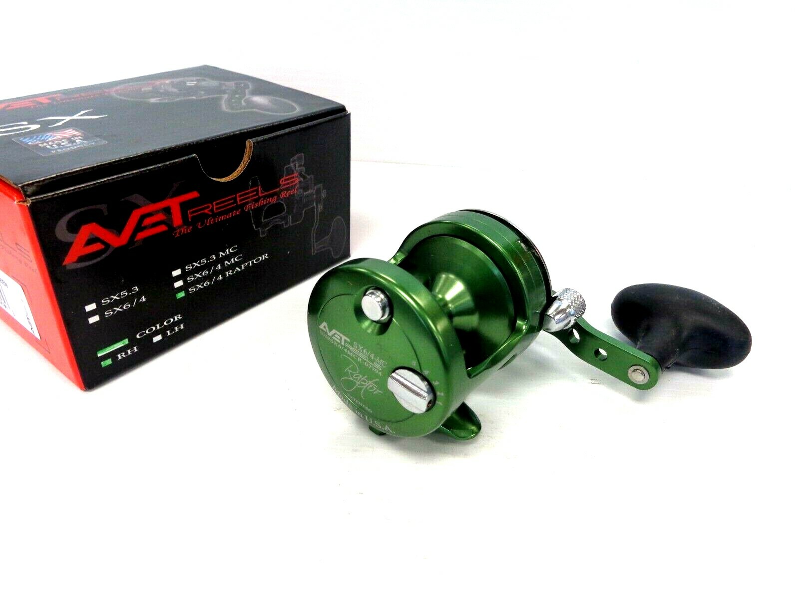 Avet RAPTOR SX6/4 MC 2-Speed Lever Drag Casting Reel MC Cast GREEN Right Hand