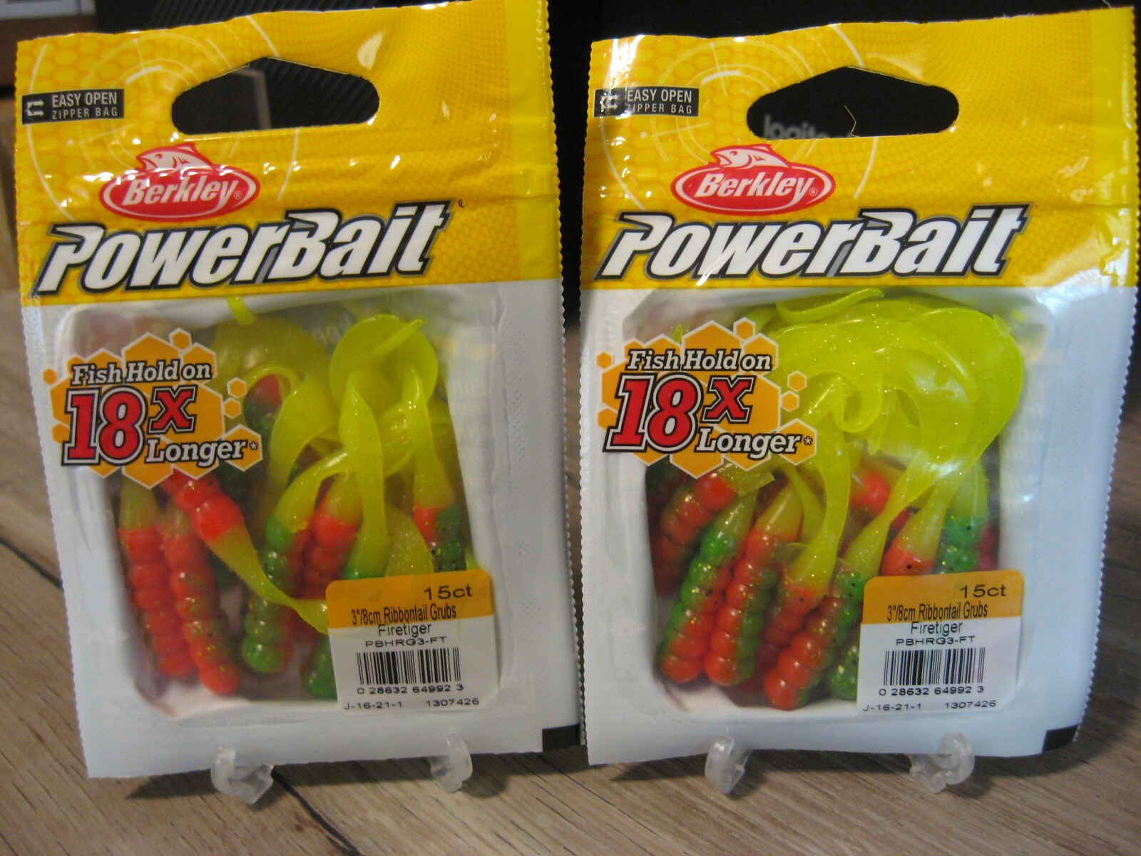 2 Packs Berkley 3″ Ribbon Tail Grubs Soft Fishing PowerBait / Fire Tiger Color