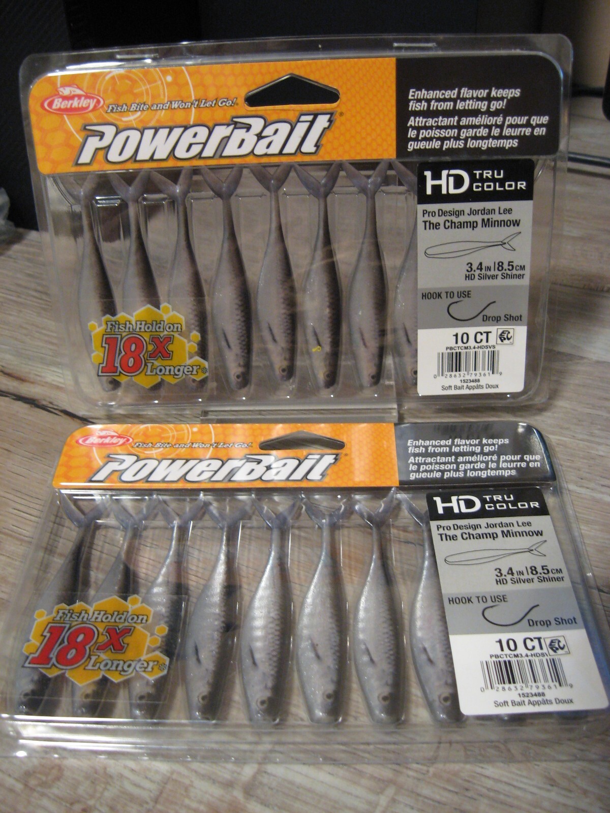 2 Packs Berkley 3.4″ Champ Minnow Soft Fishing Power Baits – HD Silver Shiner