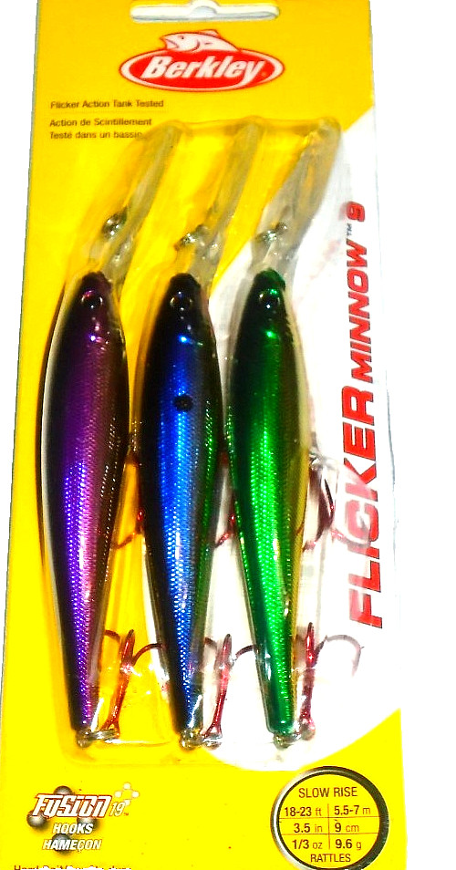 Berkley #9  Flicker Minnow Crankbait (3-Pk-Cheese Head/SKOL/Da Bears)