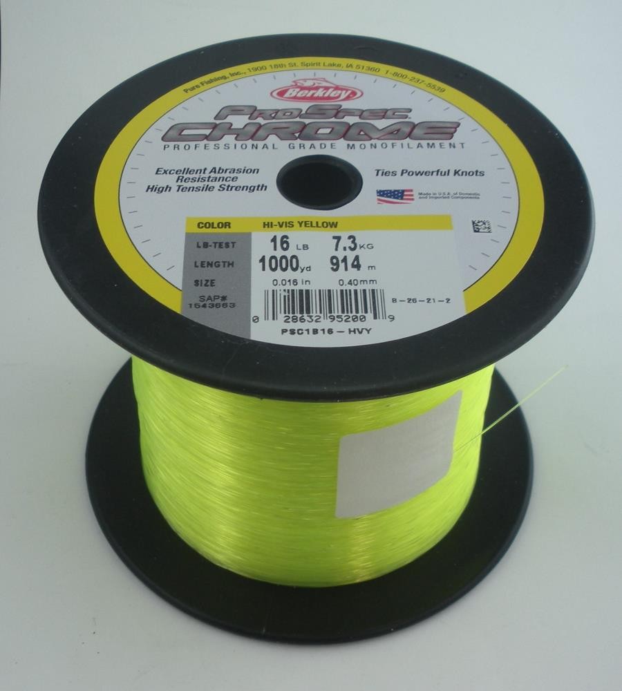 Berkley 1543663 PSC1B16HVY Prospec Chrome Line 1000YD 16LBTest Hivis Yellow