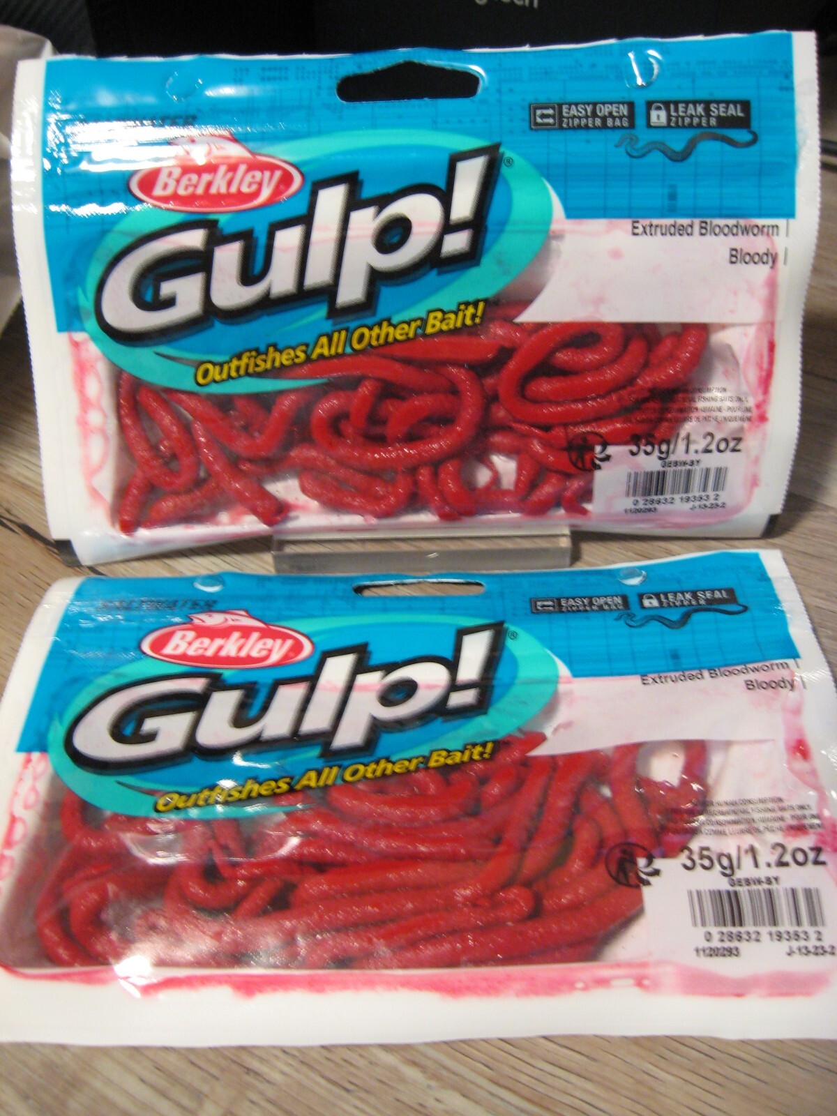 2 Packs Berkley Gulp Fishing Baits – 6″ Extruded Bloodworms 1.2 Oz – Bloody