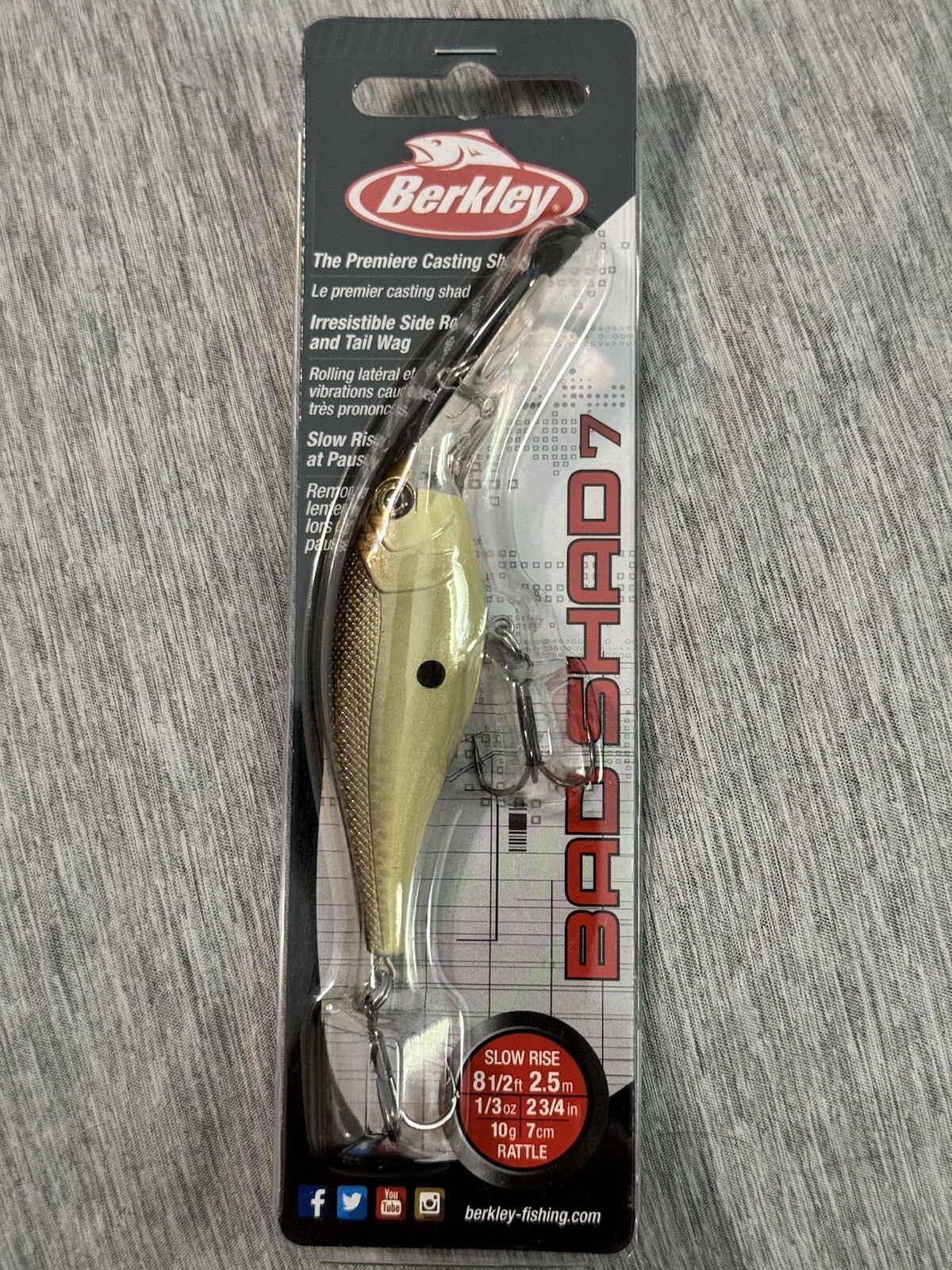 Berkley Bad Shad 7 Crankbait Rattle/Slow Rise 1/3 oz 2 3/4” Honey Shad