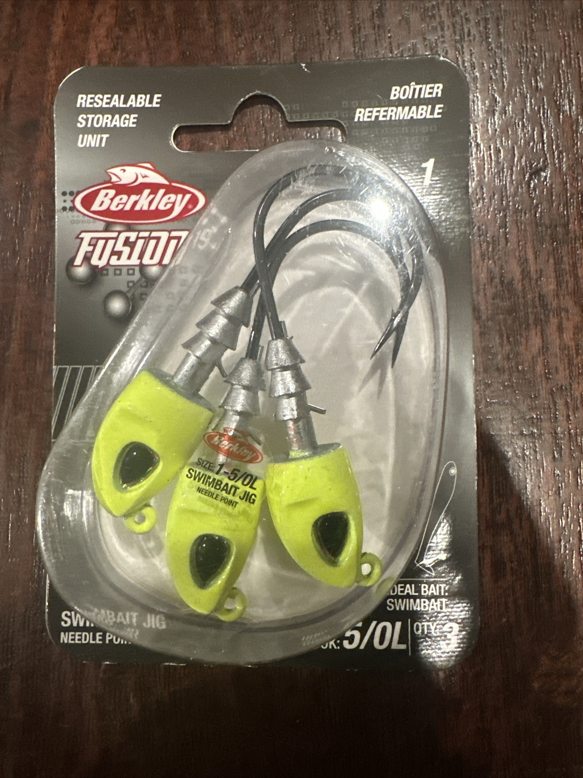 Berkley Fusion19 Swimbait Jig Heads Chartreuse 1 Hook 5:0L Qty 3 New