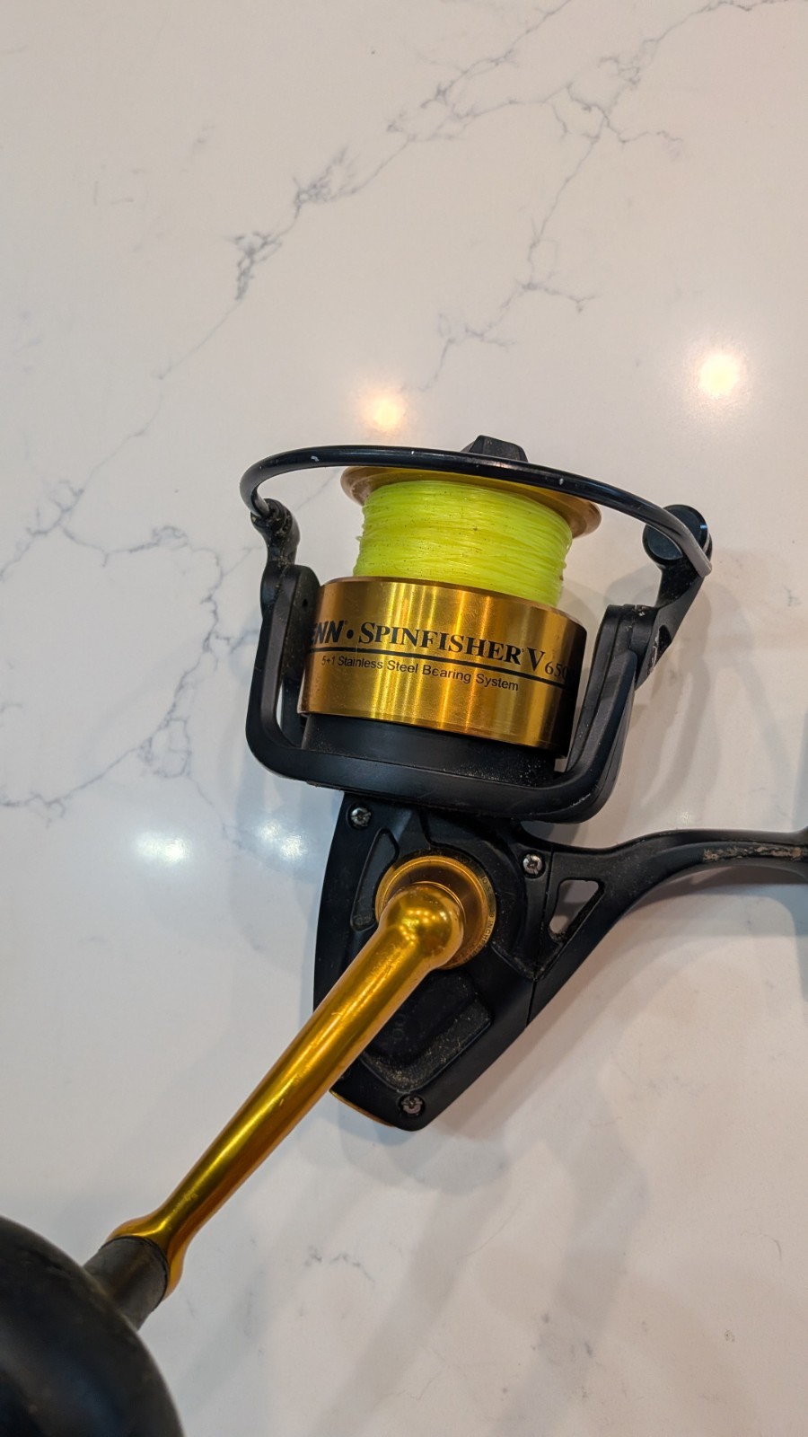 Penn Spinfisher V 6500 Spinning Reel 6500 Gold Black 5 Ball Bearings 5.6:1 Gear