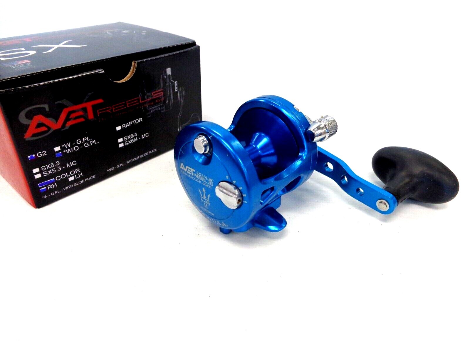 Avet SX6/4 MC G2 NGP Two-Speed Lever Drag Casting Reel – Right Hand – BLUE