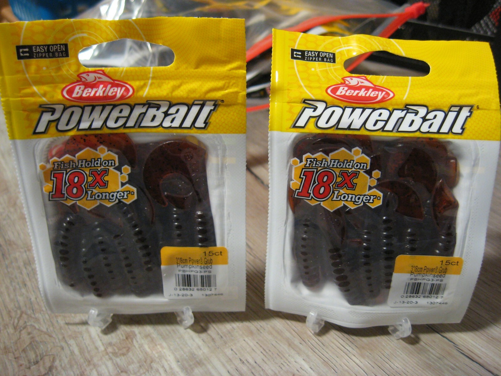 2 Packs Berkley 3″ Single Tail Power Grub Soft Fishing Bait Pumpkinseed Color