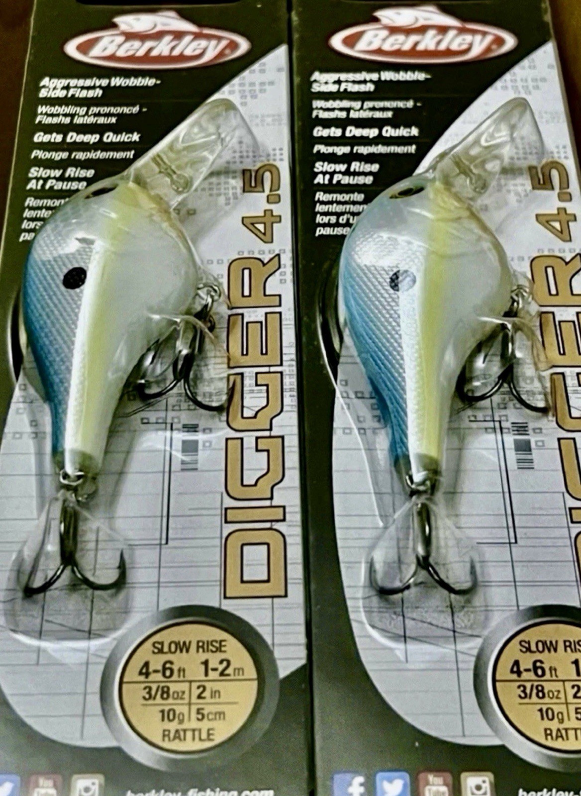 2 Berkley Digger 4.5 BHBDG Crankbait Fishing Lures SEXY BACK – NEW