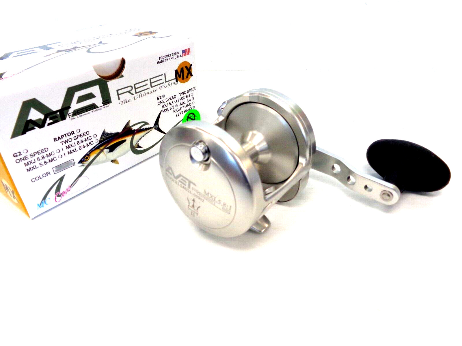 Avet MXL5.8 G2 NGP Single Speed Lever Drag Reel – LEFT HANDED – SILVER