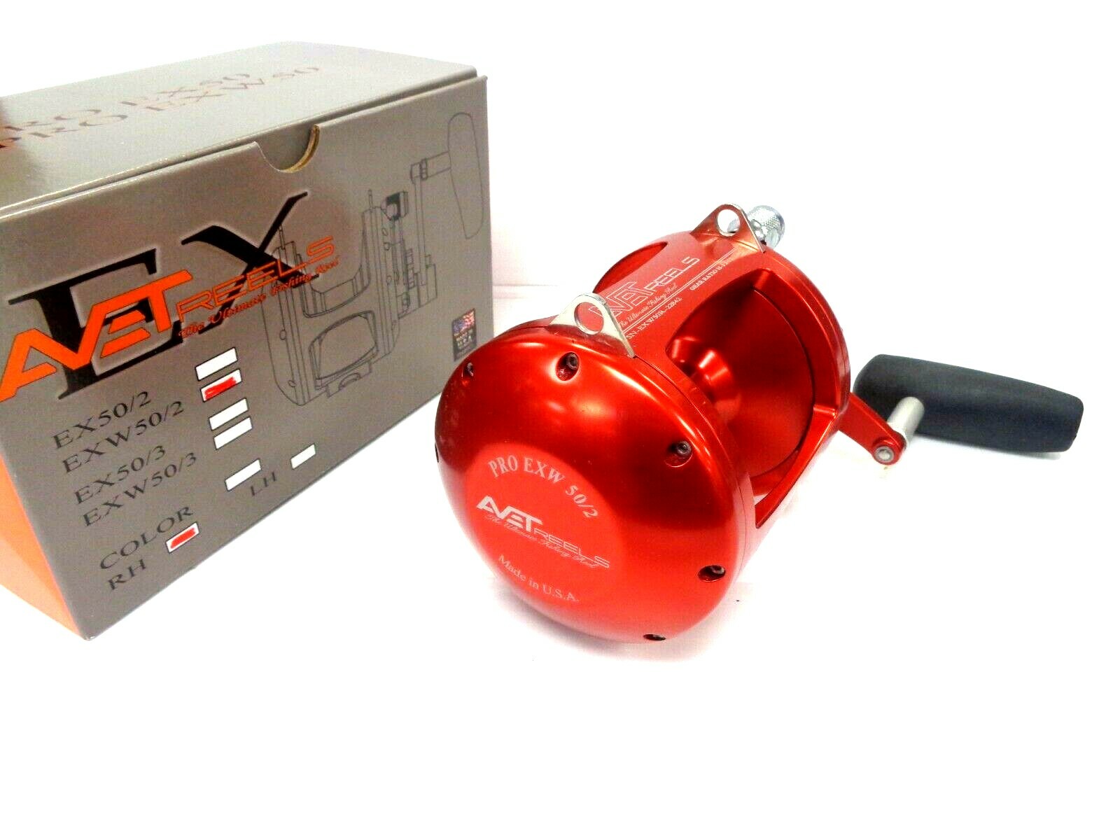 Avet EXW50/2 Two-Speed Lever Drag Big Game Reel EXW 50/2 – RED – Right Hand