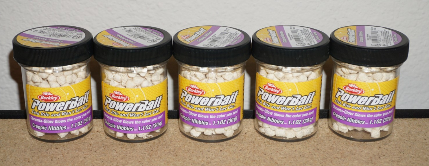 5x Berkley Powerbait Chroma-Glow Crappie Nibbles Bass Fishing Lure Bait