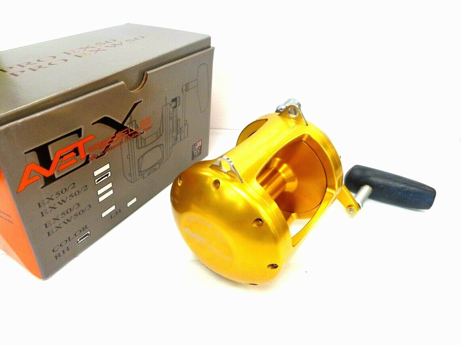 Avet EXW50/2 Two-Speed Lever Drag Big Game Reel EXW 50/2 – GOLD – Right Handed