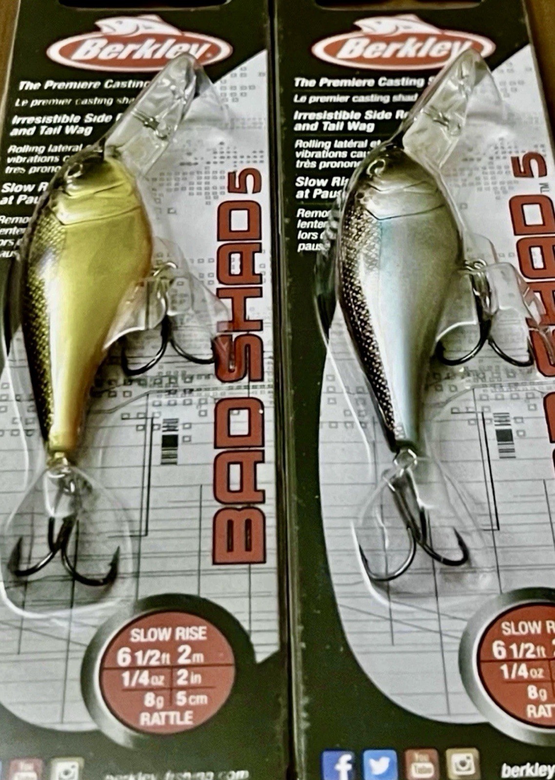 2 Berkley Bad Shad 5 BHBBS Crankbait Fishing Lures FOOLS GOLD/RUSTY SHAD – NEW