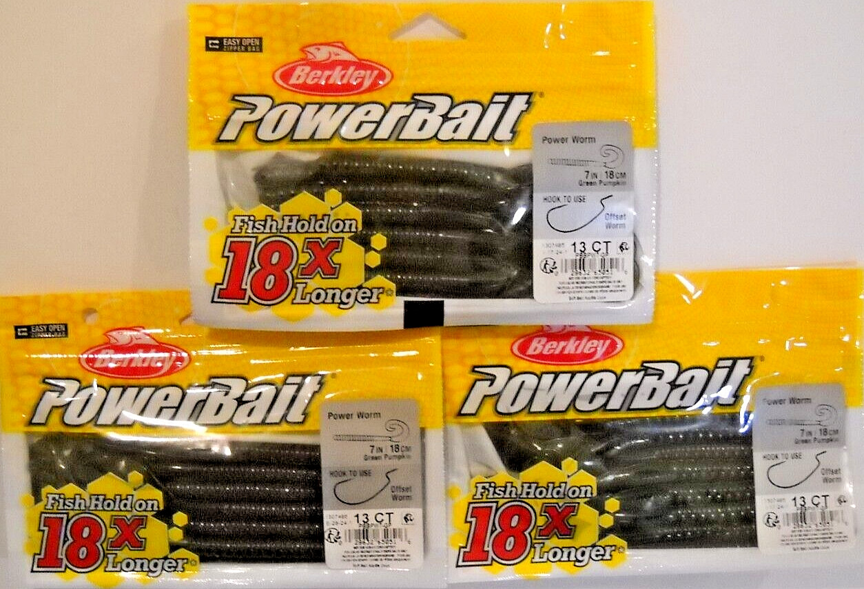 Lot of 3 BERKLEY POWERBAIT 7″ POWER WORM – choose color