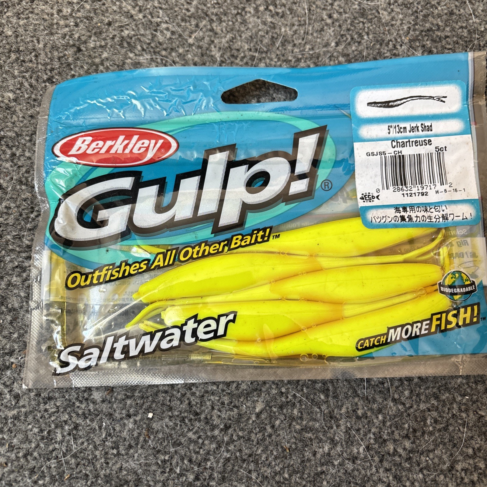 Berkley GSJS5-NCH Gulp 5″ Saltwater Jerkshad Chartreuse  5 Ct