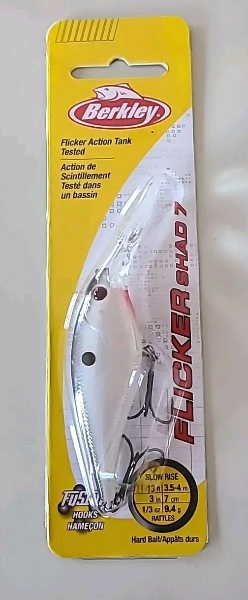 Berkley Flicker Shad 7 – 1/3oz Rattle 3″ PEARL WHITE Plug 11-13’ FREE SHIPPING