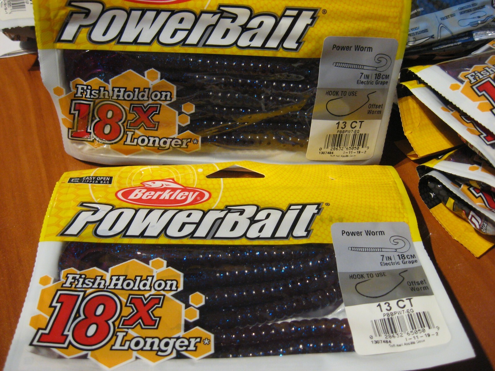 2 Packs Berkley Soft Fishing PowerBait / 7″ Power Worms / Electric Grape PBBPW7