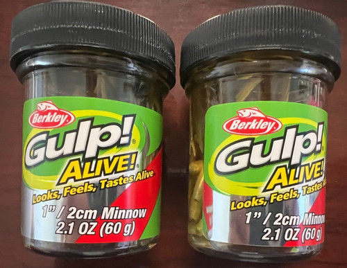 2 Berkley Gulp Alive Minnow 1 Inch, 2.1 Oz Scented Bait (2 Jars Total)
