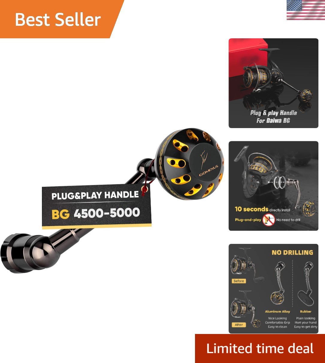 Upgrade Your Daiwa BG 4500 5000 with This Aluminum Handle – Ambidextrous Design