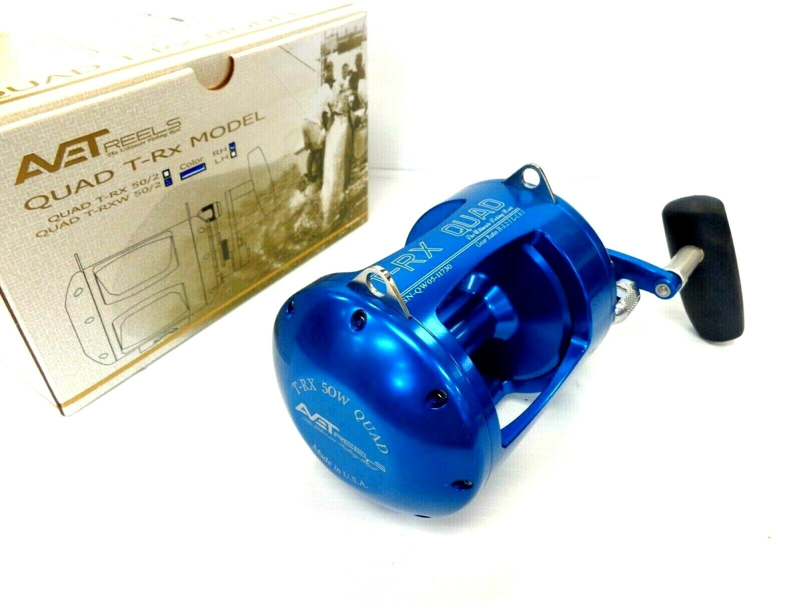 Avet T-RX50/2W Two-Speed Lever Drag Reel T-RX50/2W Quad – BLUE – Right Hand
